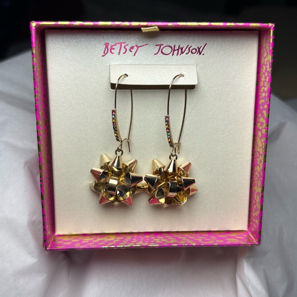 Betsey Johnson Gold and Silver Starburst Earrings